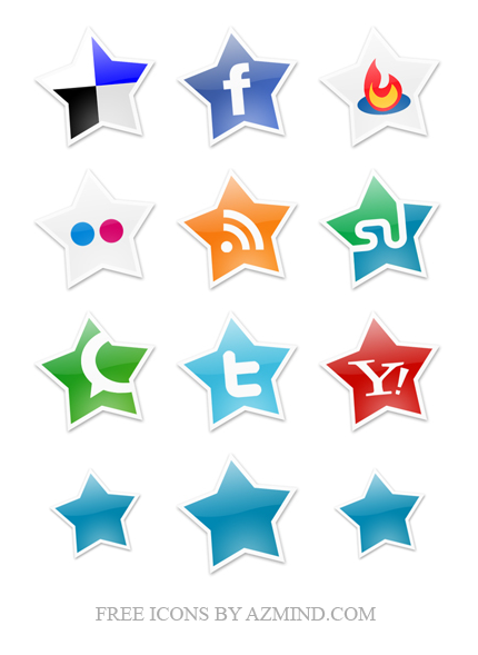 Star Icon Set: 9 Social Icons Completely Free