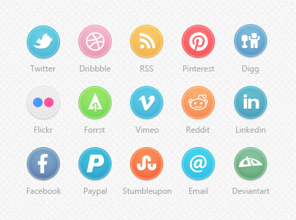 35 Circle Social Icons, PSD & PNG