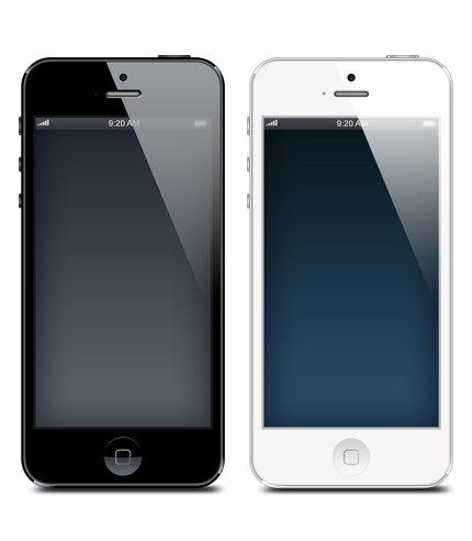 iPhone 5 Black and White Blank PSD Templates