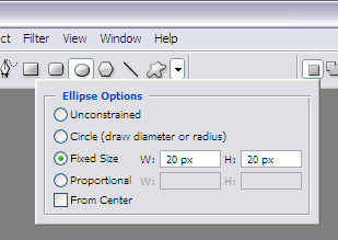 Contact Form: Step3, Ellipse Tool Size