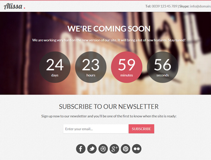 Free Template Alissa: Responsive Bootstrap Coming Soon Page