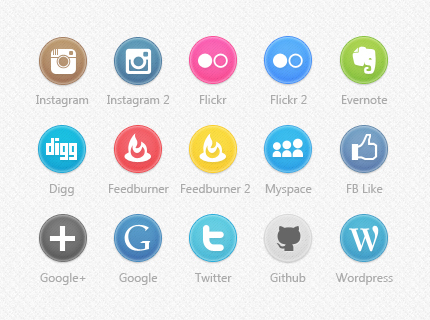 Circle Social Icons Set #2: 35 Social Media Icons in PSD & PNG