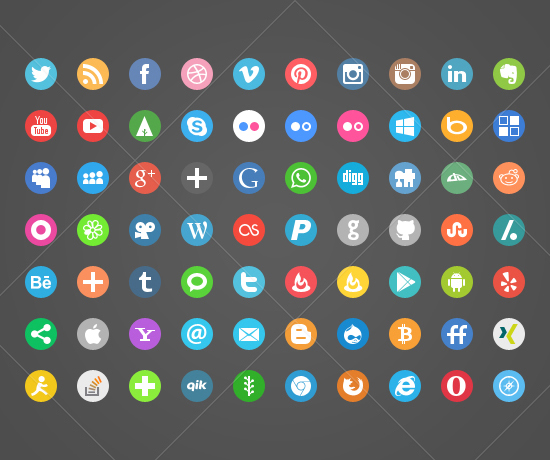 Ultimate Flat Social Icon Set - Preview