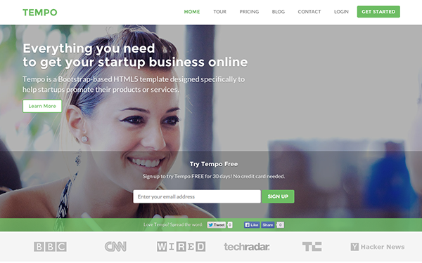 Tempo: Bootstrap Template Designed for Startups