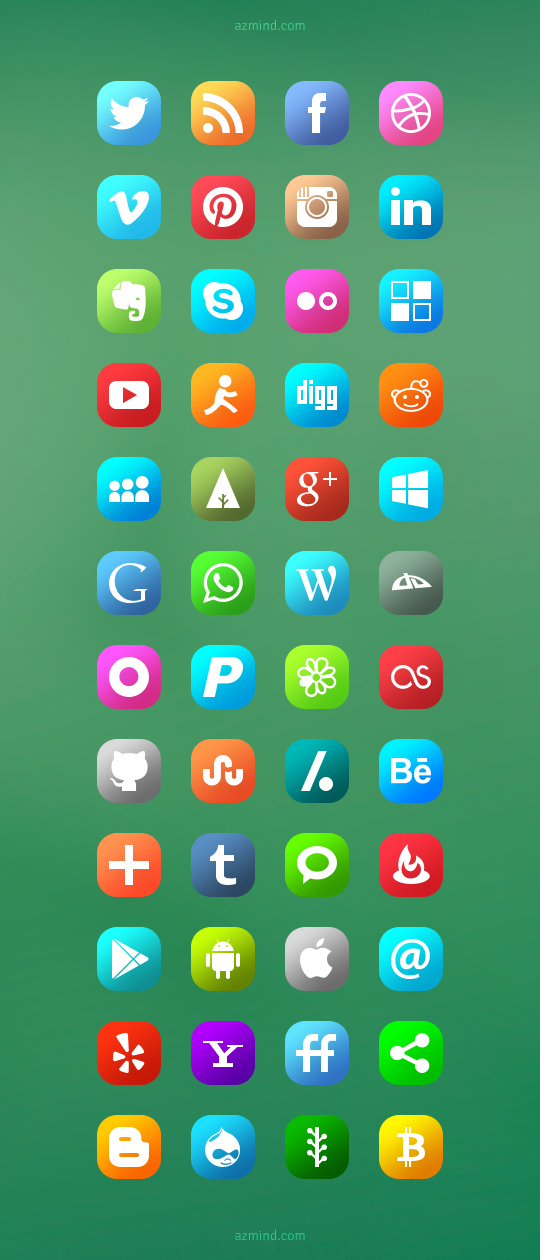Gradient Social Icons Set: 48 Social Media Icons in PSD