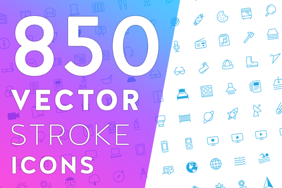 850 Vector Stroke Icons