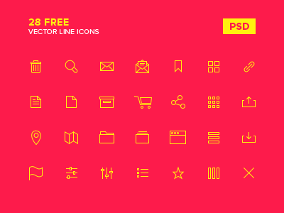 28 Free Vector Line Icons PSD