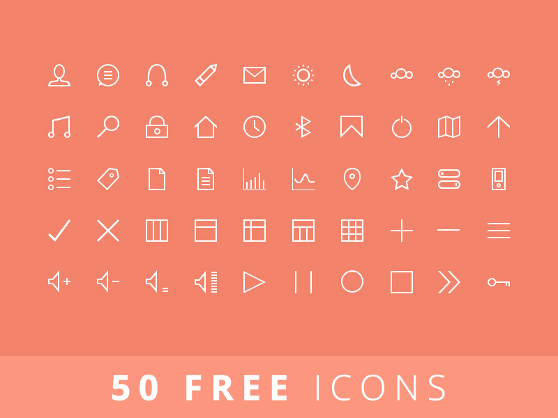50 Free Line Icons PSD