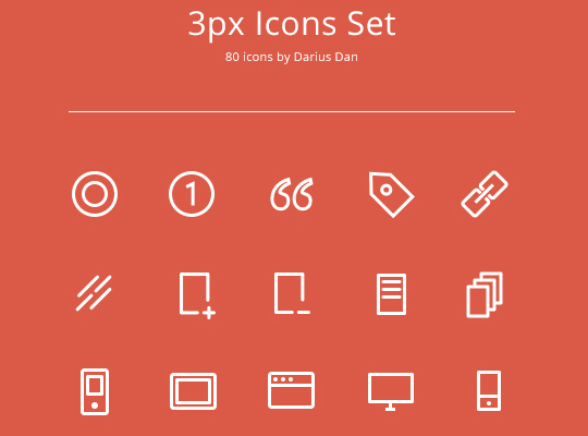 80 Free Vector Icons with 3px Stroke Width - AI, PSD