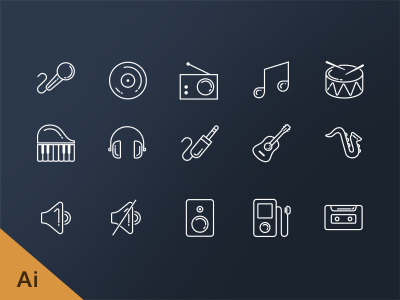 Free Music Line Icons Vector AI