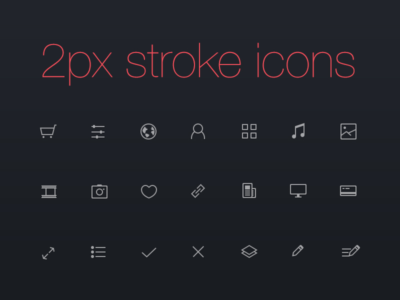 Thinicons, Free Line Icons PSD