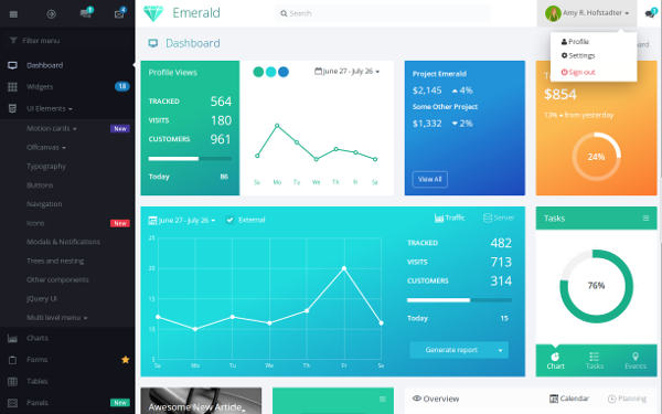 Emerald Admin - Responsive, Motion Based Template