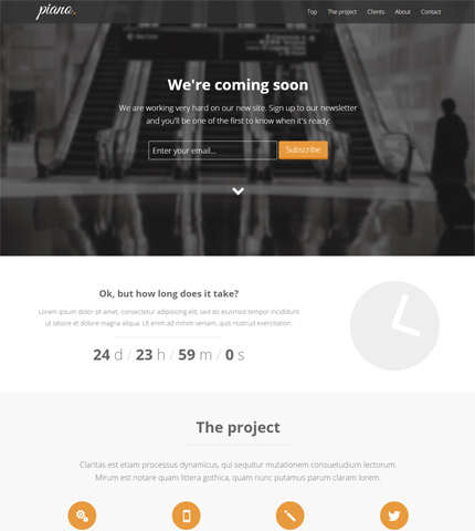 Piano - Bootstrap Coming Soon Template