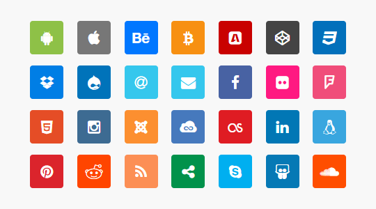 Rounded Square Flat Bootstrap Social Icons
