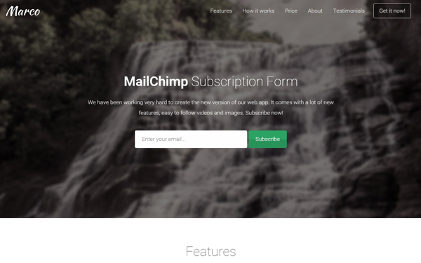 Marco - Bootstrap Template with MailChimp Subscribe Form