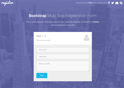 Multi Step Registration Form with Bootstrap, CSS3, jQuery