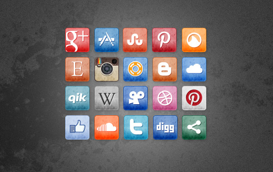 Stained and Faded Social Media Icons Vol 3