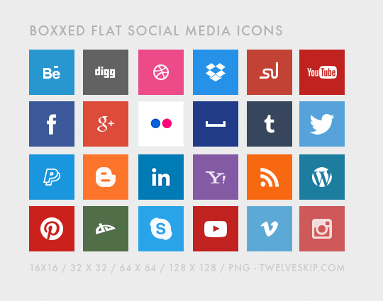 Boxxed - Flat Social Media Icons