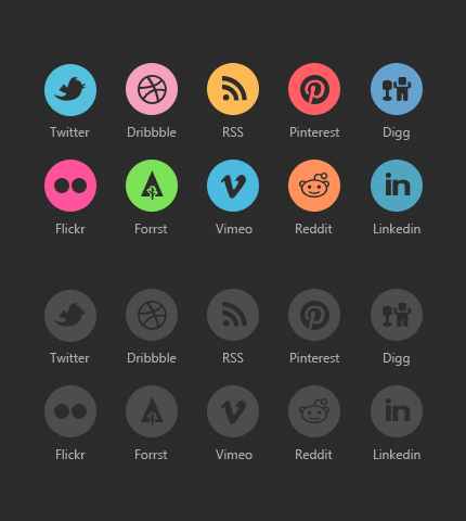 Dark Rounded Social Icons