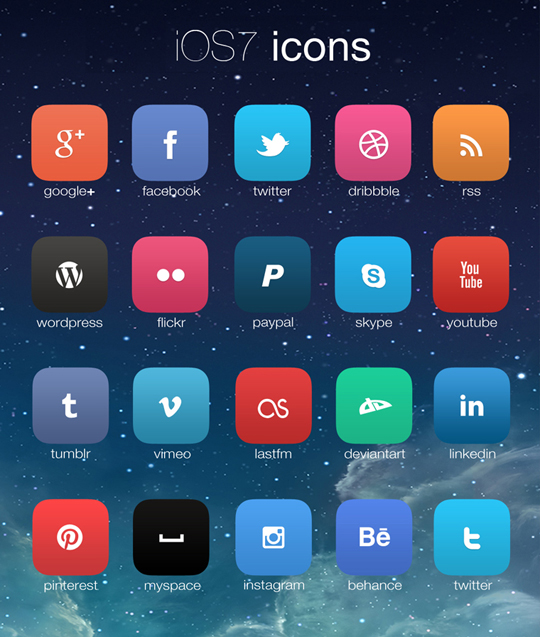 iOS7 Social Icon Set