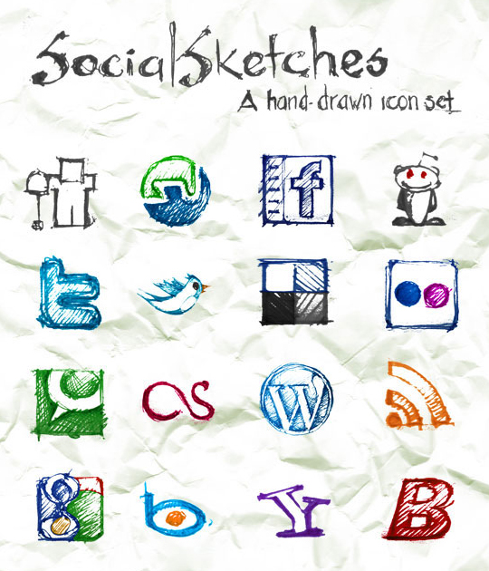 Social Sketches Icon Set