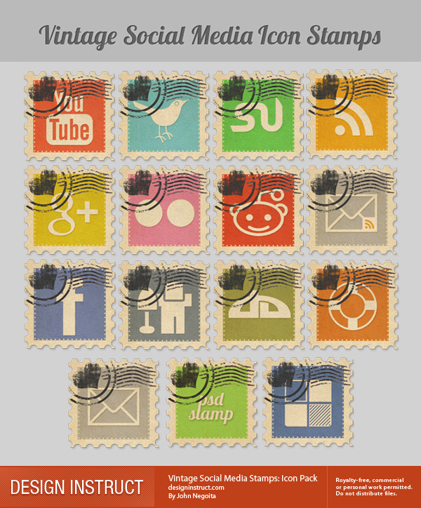 Vintage Social Media Stamps