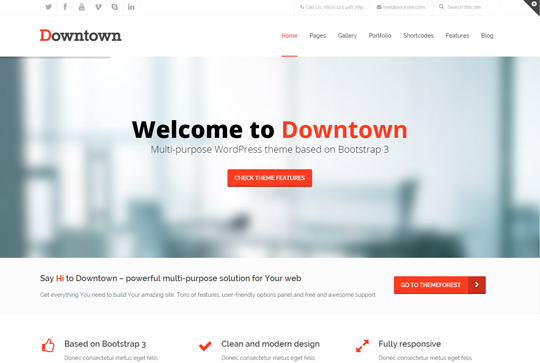 Downtown - Multi Purpose Bootstrap WordPress Theme