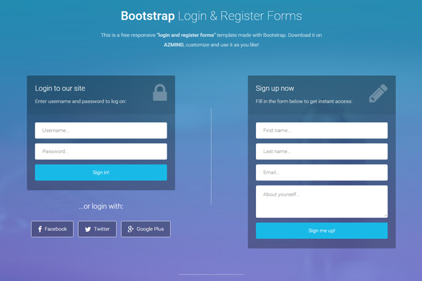 Bootstrap Free Login and Register Forms 2