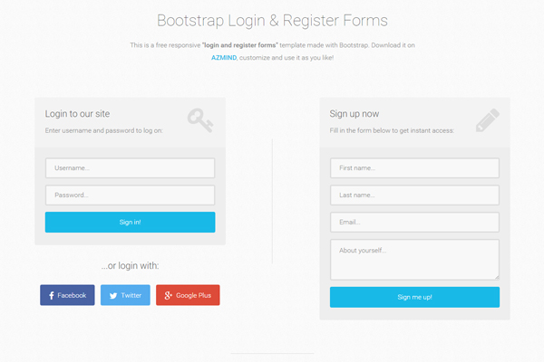 Bootstrap Free Login and Register Forms 3