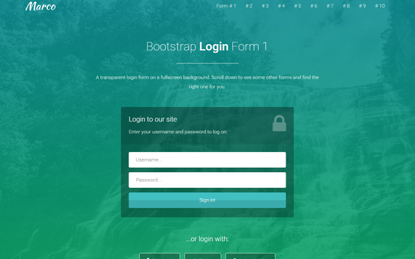 Marco Bootstrap Login Forms
