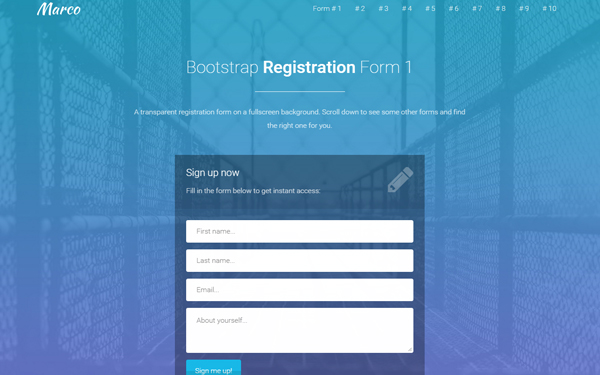 Marco Bootstrap Registration Forms