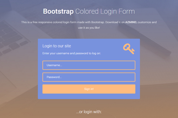 Bootstrap Colored Login Form 1
