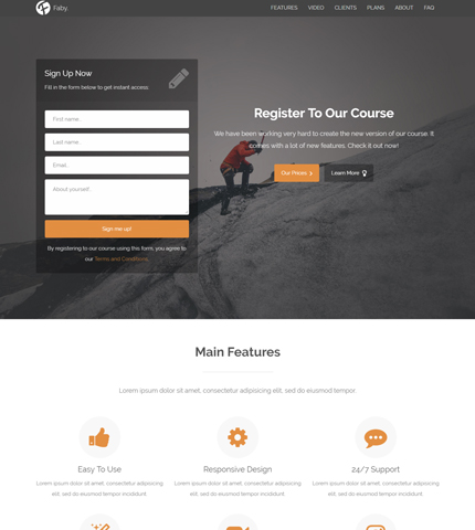 faby bootstrap template landing page