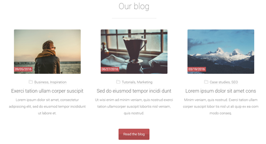 marco bootstrap template blog section