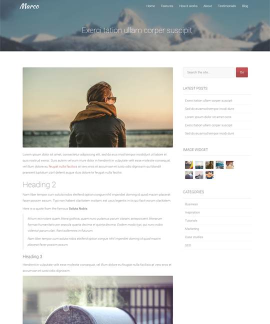 marco bootstrap template single post page