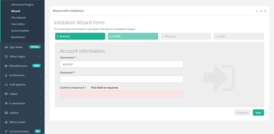 INSPINIA Responsive Bootstrap Admin Theme Form Wizard