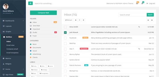 INSPINIA Responsive Bootstrap Admin Theme Mailbox
