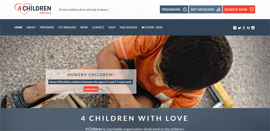 4 Children With Love - Charity WP Theme