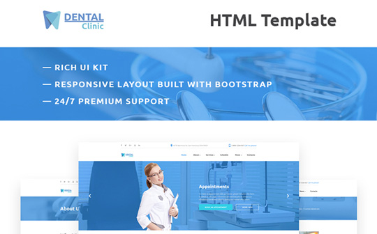 Dental Clinic bootstrap Website Template