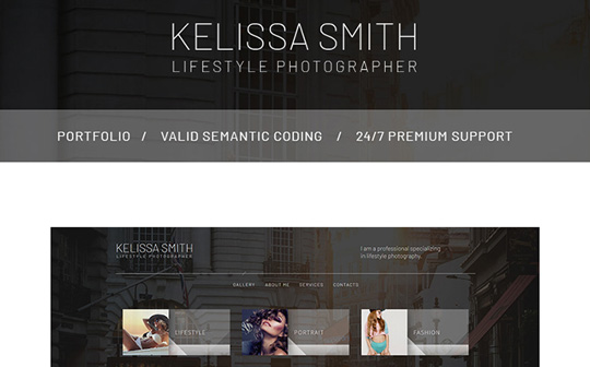 Kelissa Smith - Photographer Portfolio Bootstrap 4 Template
