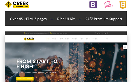 Creek - Construction Company HTML5 Bootstrap Template