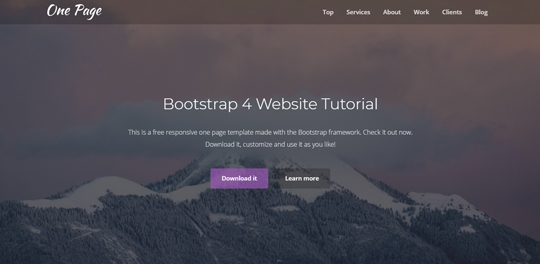 Bootstrap 4 One Page Website - Preview