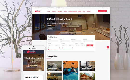 Grand Estate - Real Estate Agency Bootstrap Template