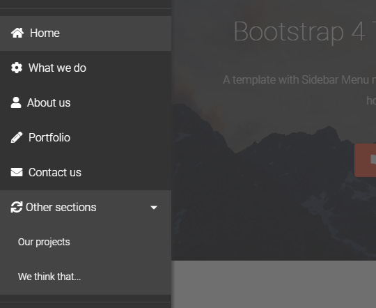 bootstrap sidebar menu links