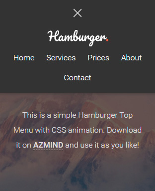 hamburger menu open mobile screen