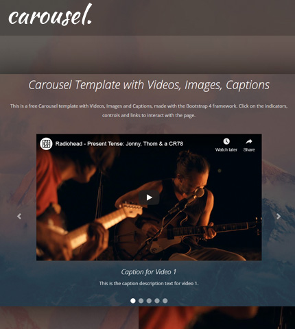 Bootstrap Carousel with Videos, Images, Captions: How To, Template