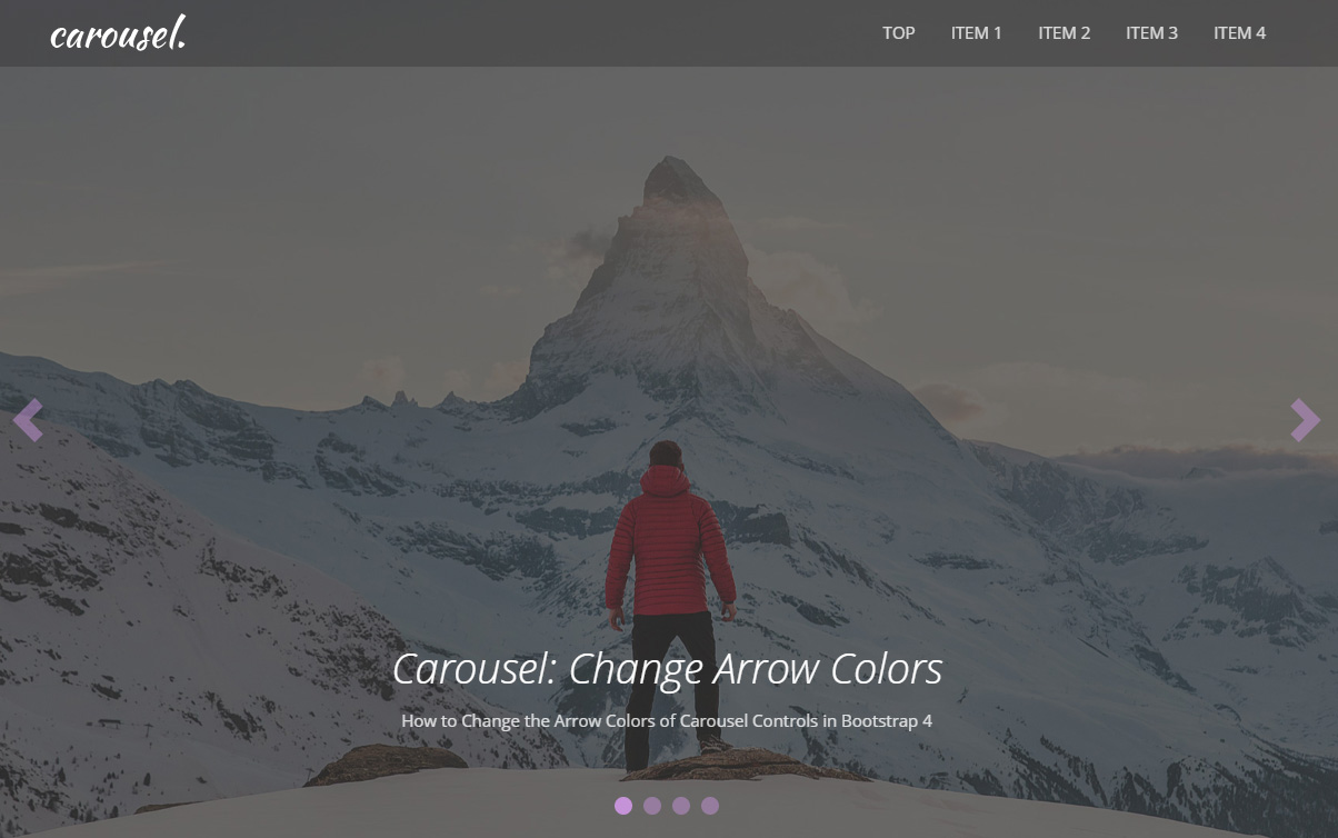 Bootstrap Carousel - Change arrow colors, Example 1