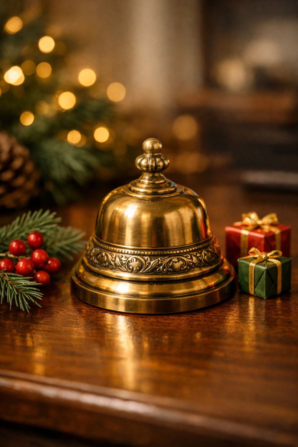 Christmas Ornate Brass Bell Paperweight