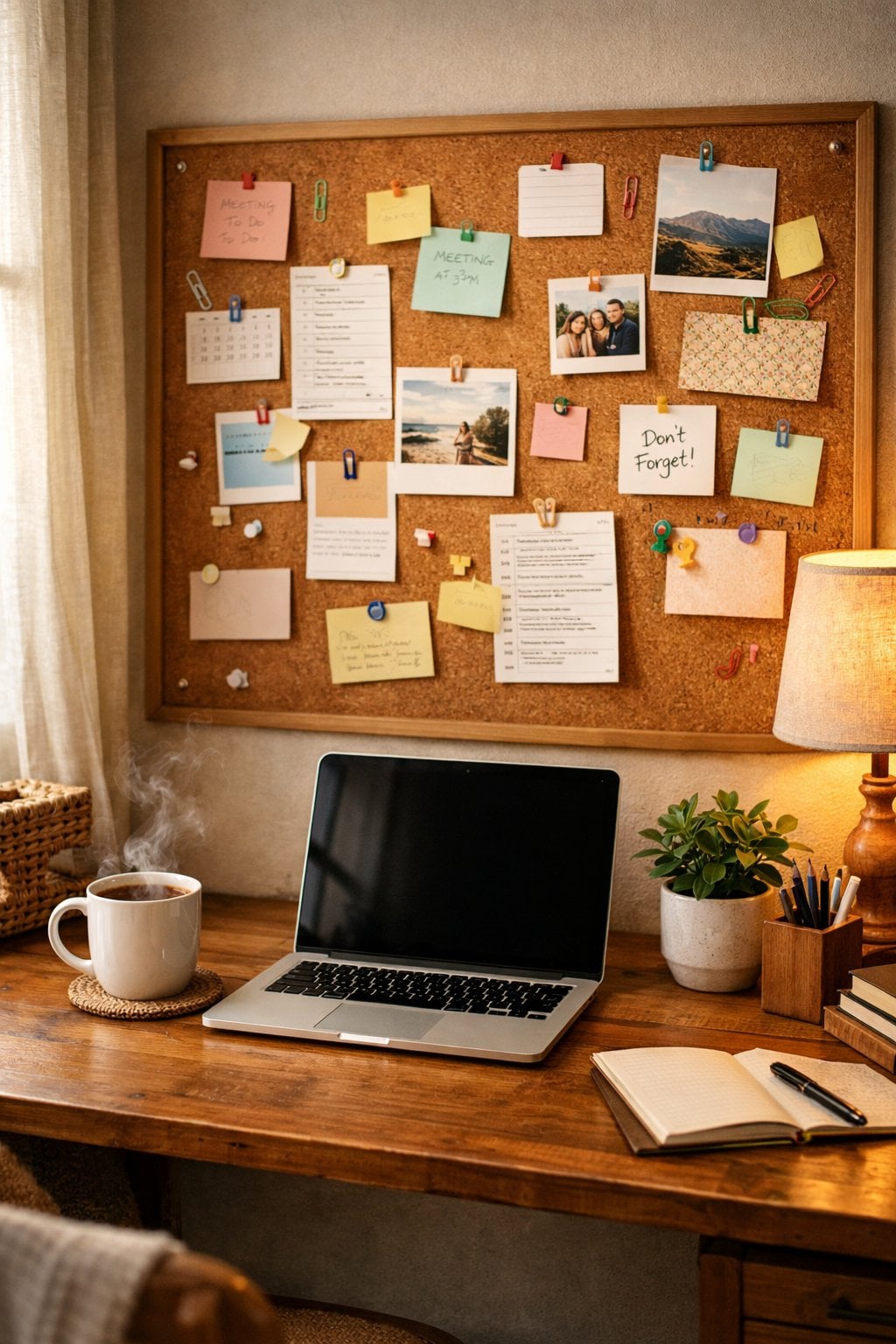 Cork wall bulletin board