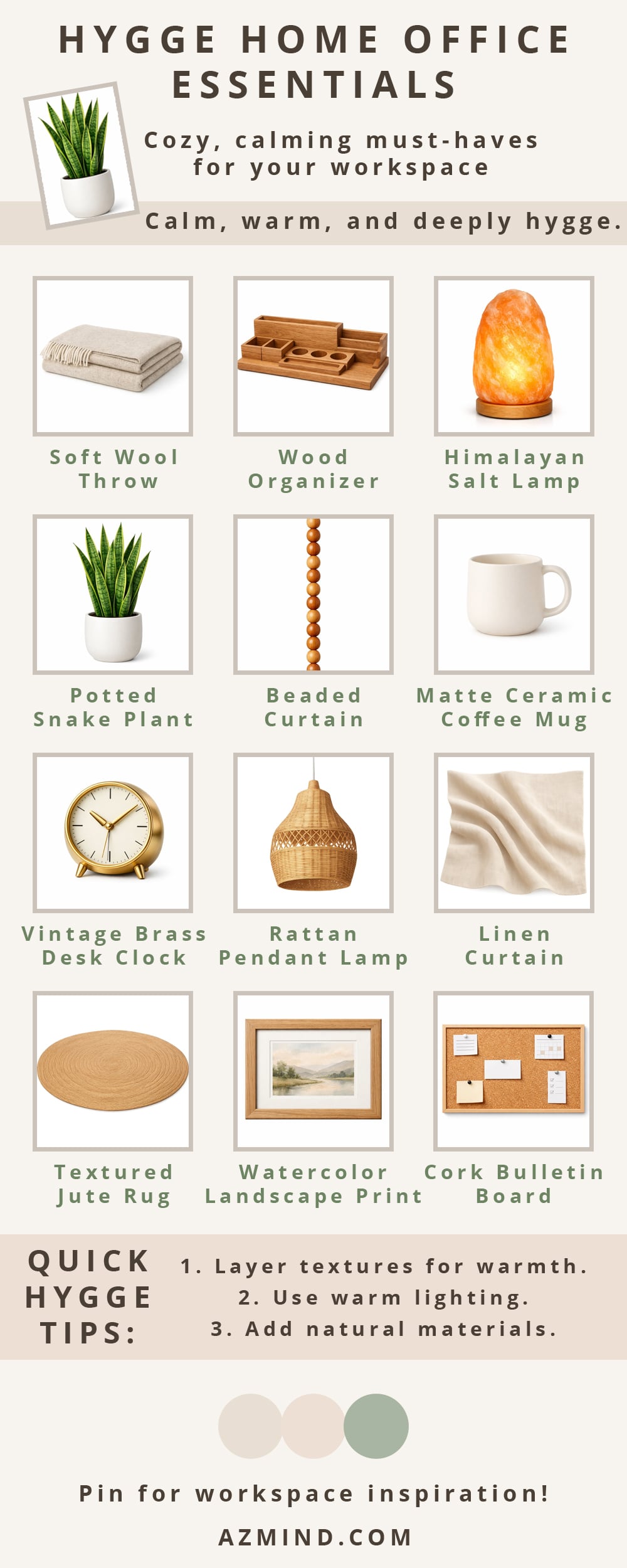 Hygge Home Office Essentials infographic